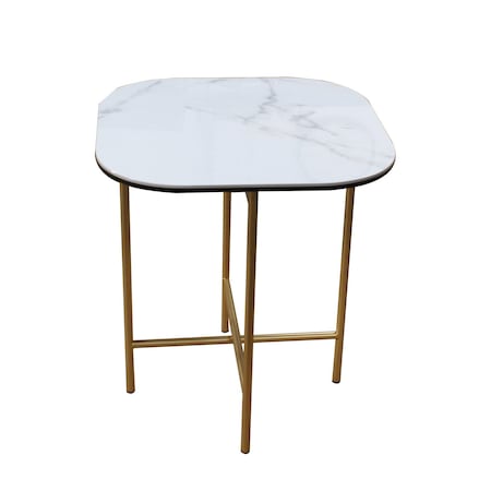 Homeroots 22" White And Gold Ceramic And Metal Square End Table 554651