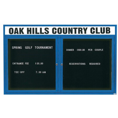 Aarco Illuminated Outdoor Enclosed Directory w/ Al Frame Header, Powder Coated Blue, 48''Hx72''W OADC4872HIB