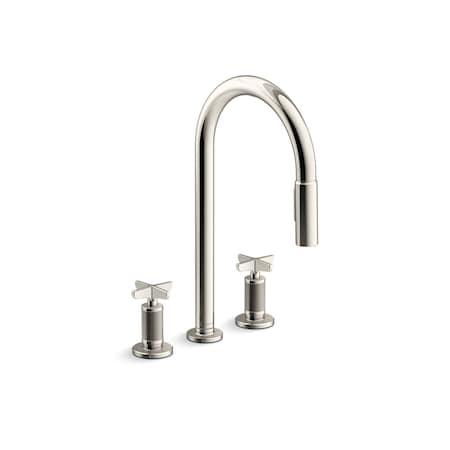 Kohler Billet Pull-down kitchen sink faucet with two-function sprayhead 28671-3-SN