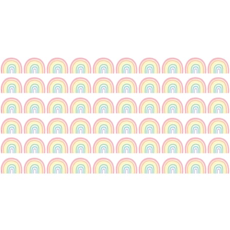Teacher Created Resources Pastel Pop Rainbows Die-Cut Border Trim, 35 Feet Per Pack, 6PK TCR8431