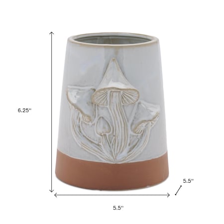 Homeroots Set of Two Brown And Gray Porcelain 1 Ounce Two Toned Pot Planters 634281