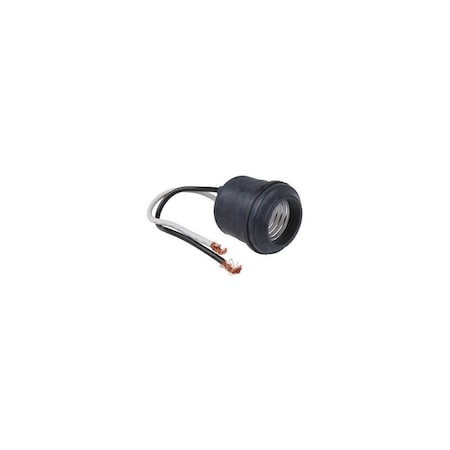 Pass & Seymour Pigtail Lamp Holder, 250 V, 660 W, Rubber Housing Material, Black 201CC12