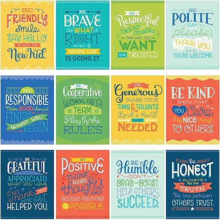 Carson Dellosa Mini Posters - Positive Character Traits Poster Set, 12 Pieces 106010