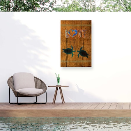 Trademark Fine Art Outdoor Canvas Art Marcus Jules Turtle Loves Wall Art for Patios, or Gardens GRL02270-OC1219WR