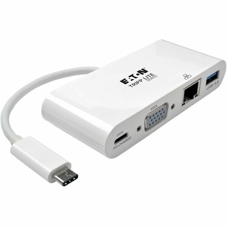 Tripp Lite USB C TO VGA MULTIPORT VIDEO ADAPTER CONVERTER 1080P W/ USB-A HUB, USB-C PD CHAR U444-06N-VGU-C