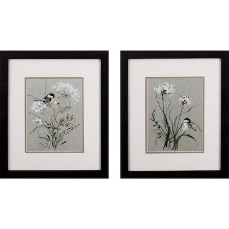 Homeroots Set of Two Babybreaths and Birds Wall Art, 2PK 401407
