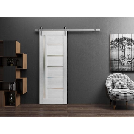 Sartodoors Sturdy Barn Door Grey 28x80 Solid Core Modern Interior QUADRO4088BD-S-OAK-28
