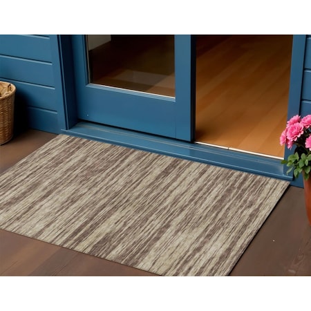 Homeroots 3' X 5' Brown And Beige Abstract Washable Indoor Outdoor Area Rug 613073