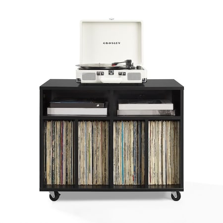 Crosley Carlo Rolling Record Player Stand With Vinyl Storage CF1134-BK