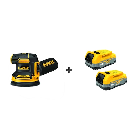Dewalt Cordless Sander, 20V, 5", Bonus Battery DCW210B/DCBP034-2