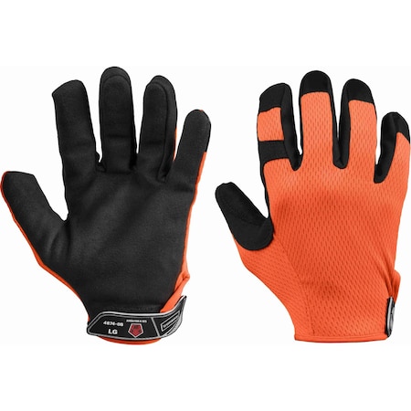 Ironwear Breathable A5 Cut Resistant Mechanic Gloves with Hook and Loop, Orange, Medium 4874-OB-MD