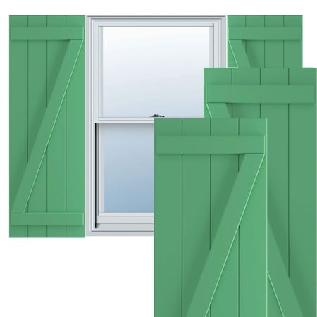 Ekena Millwork True Fit PVC, Four Board Joined Board-n-Batten Shutters w/Z-Bar, Lilly Pads , 21 1/2W x 74H, PR TFP102BBF21X074LP