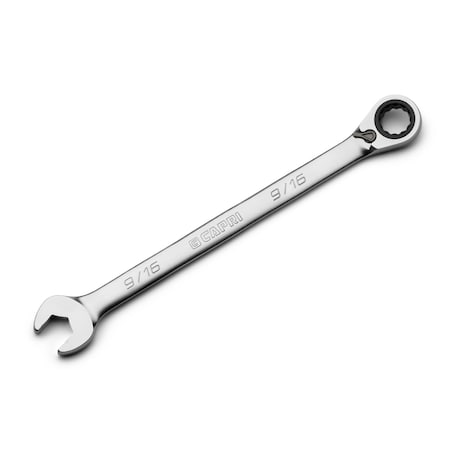 Capri Tools 9/16 in. 120-Tooth Ultra-Smooth Reversible Ratcheting Combination Wrench, XL Long Series, SAE, 12Point CP15835