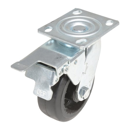 Vestil Rubber Swivel With Total Brake Caster 5 In. Diameter x 2 In. Width 440 lb Dark Black CST-VE-5X2MR-SWTB
