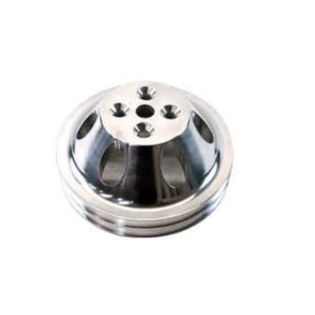 Absurdo Aluminum Upper Short Water Pump Pulley with Double Groove for 1955-1968 SBC 283-350, Black AB2204634