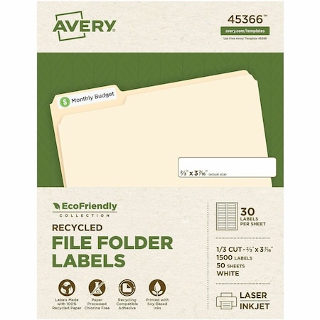 Avery EcoFriendly Recycled File Folder, PK1500 45366