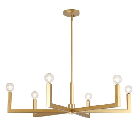 Jonathan Y Darcy 35" 6-Light Grand Modern Industrial Adjustable Geometric Architectural Square-Arm Candle-Style JYL9561A