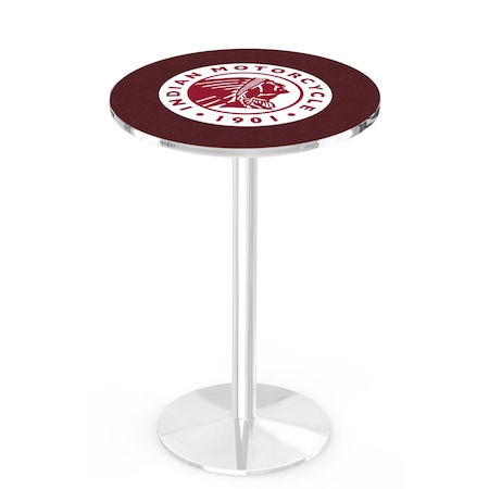Holland Bar Stool Co 42" Chrome Indian Motorcycle Pub Table, 36" dia. Top L214C4236Indn-HD
