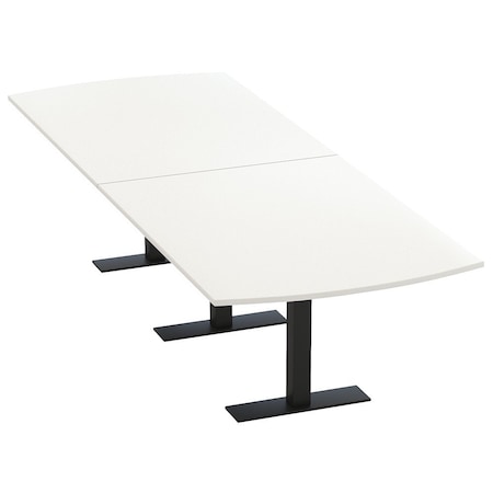 Skutchi Designs 10 Person Conference Table With Power Unit | 10' Arc Rectangle Table | Harmony Series HAR-AREC-48X120-T.BK-W960-NA