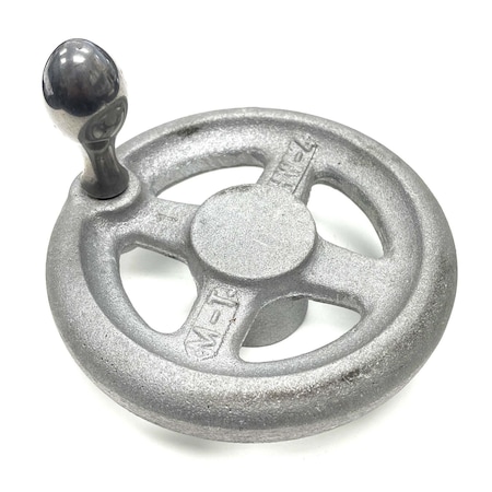 Morton Spoked Aluminum Hand Wheel, Standard/Straight Type with Handle, 8in Diameter, 1-7/8in Solid Hub HW-8A W/H40