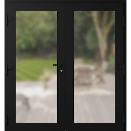 Vdomdoors Front Exterior Prehung Metal-Plastic Double Doors Frosted Glass / MANUX 8102 Matte Black / Office C MANUX8102DEXD-BLK-W72xH80-RH-I