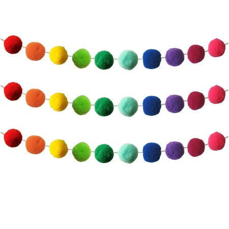 Carson Dellosa Rainbow Pom-Pom Garland, 6PK 107008