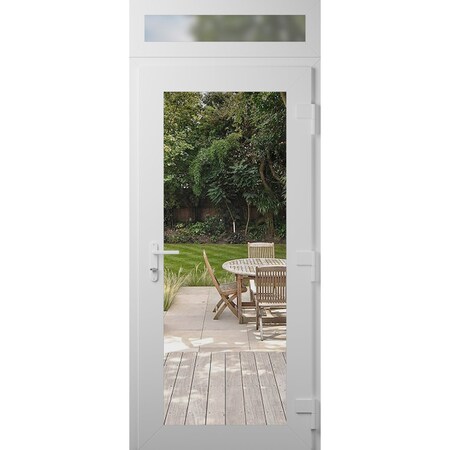 Vdomdoors Front Exterior Prehung Metal-Plastic Door Clear Glass / MANUX 8666 White Silk / Office Commercial a MANUX8666EXD-WS-W30xH80+14-LH-I