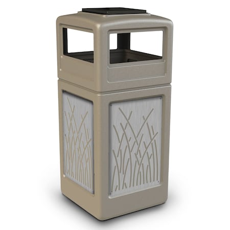 Commercial Zone Products 42-gallon w/ REED Panels, Ashtray-Lid, Beige 7330163K