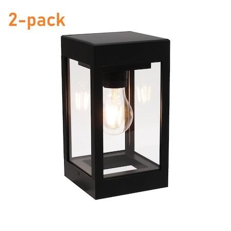 Techko Outdoor Solar Wall Light Edison LED Bulb Aluminum Metal Black Sconce , 2PK STL-315-1 (2-pack)