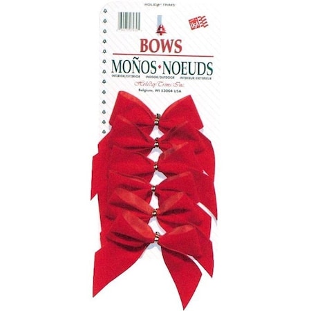Holiday Trims Outdoor Bow, 0.5 in H, Velvet, Red 7930