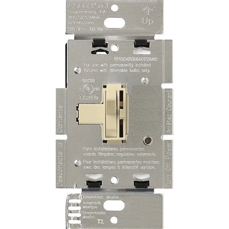 Lutron Lighting Dimmer, Toggle, Fluorescent, Ivory AYF-103P-277-IV