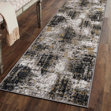 World Rug Gallery Adare Contemporary Abstract Runner Rug 2 ft 7 in x 6 ft Yellow 977YELLOW27X6