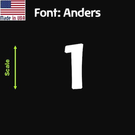 Aacc Self-Adhesive Vinyl Number: 1, Size: 8 cm. Color: White Font: Anders, 1 sticker AACC-Anders-N1-White-M8x1