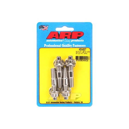 Arp 400-8007 10 x 1.25 mm 12 Point Nuts Thread Stud with 2.165 in. Long, Polished - Set of 4 ARP400-8007