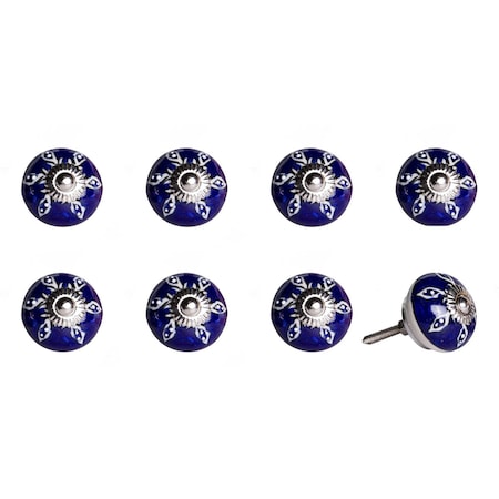 1.5" X 1.5" X 1.5" Hues Of White Navy And Silver Knobs, 8PK