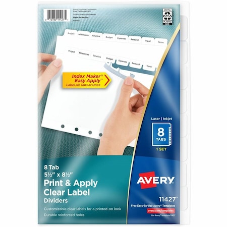 Avery Dennison INDEX, IM, 8TAB, 5.5X8.5, WHT 11427