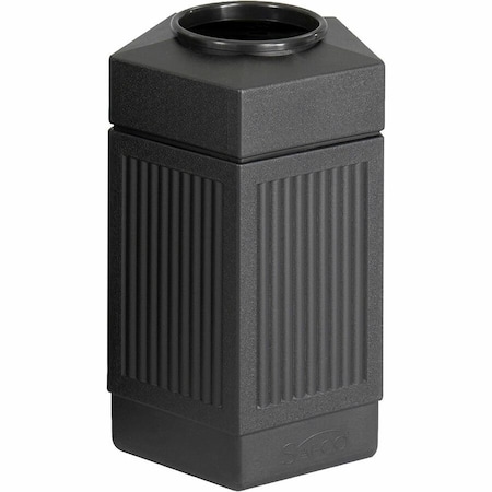 Safco 30 gal Pentagon Outdoor Can, Black, Top Hole, Polyethylene, 18 in 9485BL