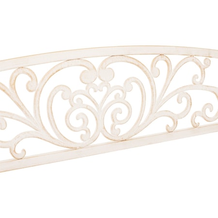 Outdoor Expressions 50'' Wht Steel Bench with Scroll Design 811338