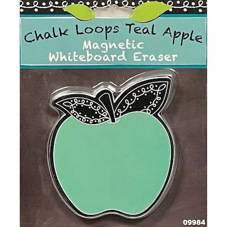 Ashley Productions Magnetic Whiteboard Eraser, Teal Apple with Chalk Loop Leaves, 6PK 09984