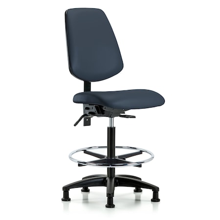 Blue Ridge Ergonomics High Bench Chair No Arms, 26" to 35" Height, Vinyl, Imperial Blue BR-VHBCH-MB-RG-T1-A0-CF-RG-8582