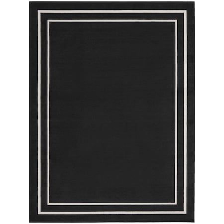 Homeroots 7' X 10' Black And Ivory Indoor Outdoor Area Rug 573054