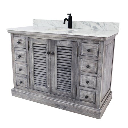 Infurniture WK1948-G plus CW top 48 in. Rustic Solid Fir Sink Vanity In Grey-No Faucet WK1948-G +CW top