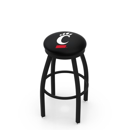 Holland Bar Stool Co 36" Blk Wrinkle Cincinnati Swivel Bar Stool, Accent Ring L8B2B36Cincin