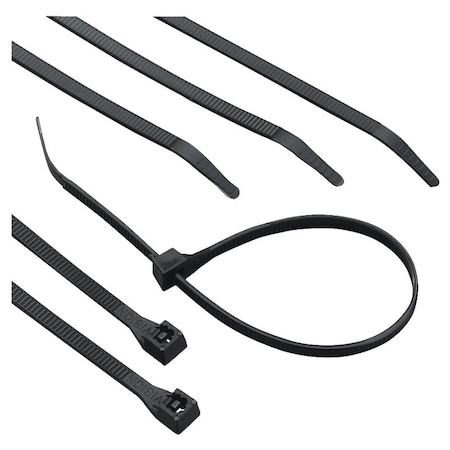 Calterm Cable Tie, 4 in L, 13/16 in Max Bundle Dia., Black, Nylon 6/6, 18 lb Strength 73270