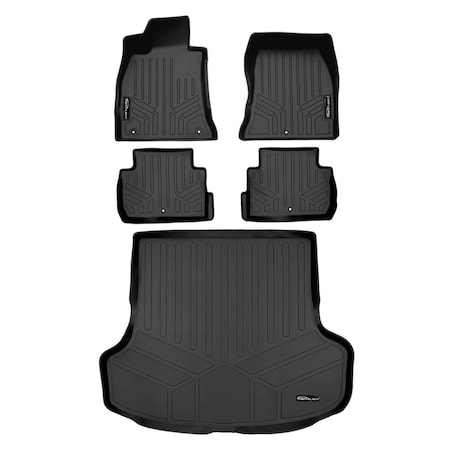 Smartliner Custom Fit All 1st Row Floor Mat Liner Set for 2018-2023 Kia Stinger, Black SA0554