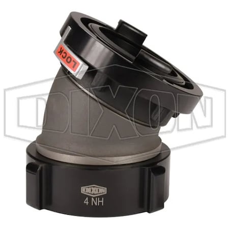 Dixon Rocker Lug Elbow with Buna-N Gasket, 4 in Nominal, Storz x Female NST NH Swivel End Style, Aluminu SFSA30-4040F