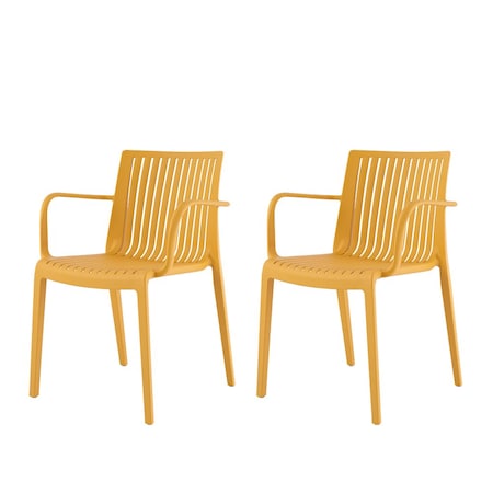 Lagoon Milos Resin Stackable Armchair with Slatted Back, 2PK 7203YF-ASLGS