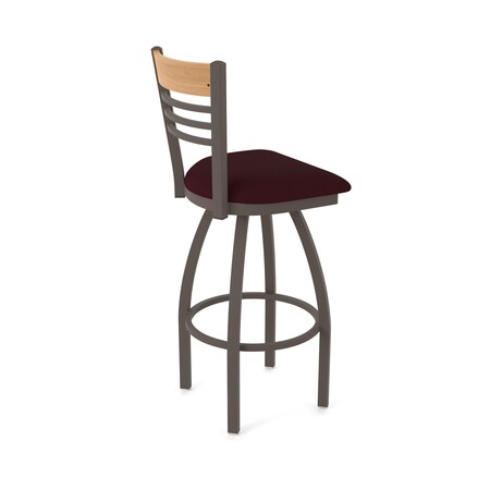 Holland Bar Stool Co Eleanor 25in Swivel Counter Stool with Bronze Finish, Medium Back and Canter Bordeaux Seat 880