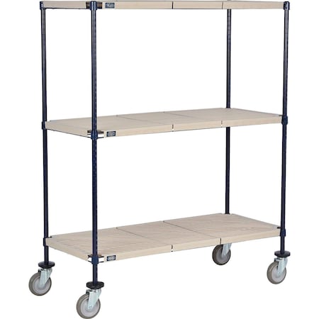 Global Industrial Nexel 3 Shelf Truck, Nexelite, 54"W x 18"D x 60"H, Polyurethane Swivel Casters B3156877