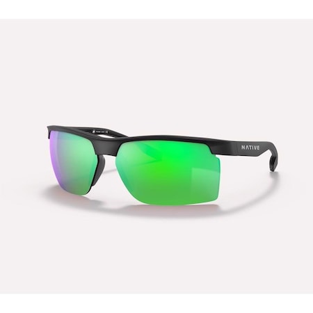 Native Ridge-Runner Unisex Matte Black Frame Green Lens Polarized Sunglasses 0XD903990390368